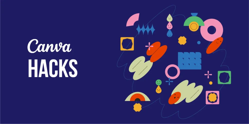 Abstract colorful shapes symbolizing Canva hacks and creative design tips for sellers.